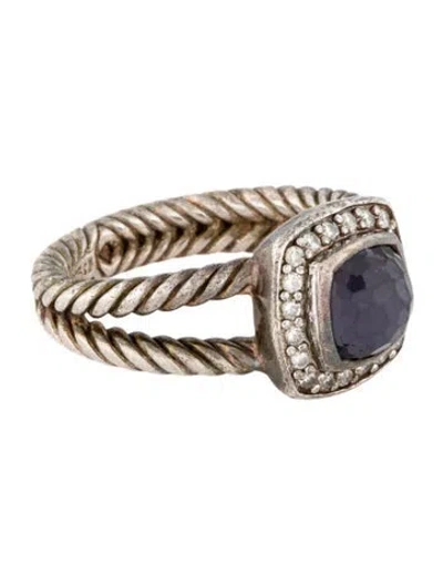 Pre-owned David Yurman Amethyst, Hematine & Diamond Black Orchid Petite Albion Cocktail Ring In Multi