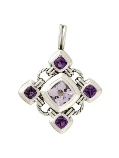 Pre-owned David Yurman Amethyst Renaissance Pendant, 1.5" In Multi