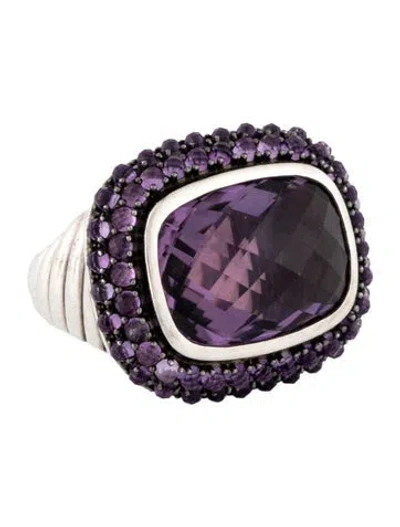 Pre-owned David Yurman Amethyst Waverly Cocktail Ring In Multicolor