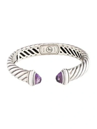 Pre-owned David Yurman Amethyst Waverly Cuff, 6.5" In Multi