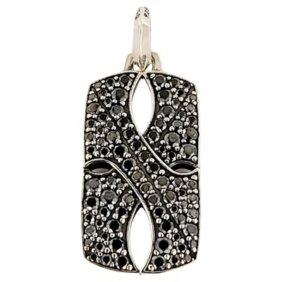 Pre-owned David Yurman Armory Collection For Men Armory Tag Sterling Silver With Black Diamonds