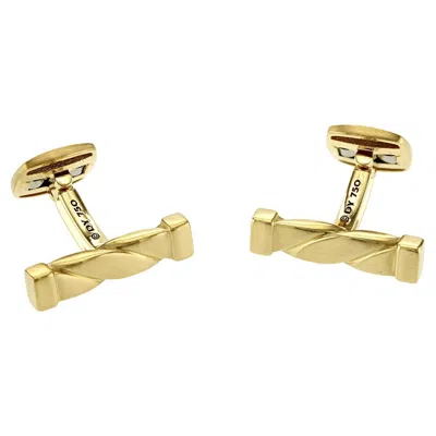 Pre-owned David Yurman Auth  18k Yellow Gold Twist Cable Cufflinks
