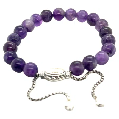 Pre-owned David Yurman Authentic Estate Amethyst Spiritual Beads Bracelet 6.6 - 8.5" In Purple