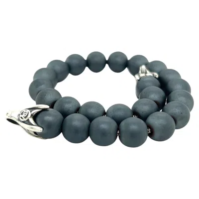 Pre-owned David Yurman Authentic Estate Hematite Spiritual Beads Bracelet 8" Silver 8 Mm In Multi
