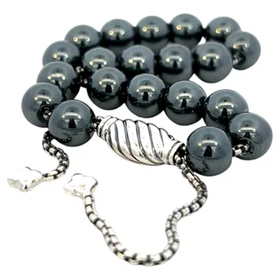 Pre-owned David Yurman Authentic Estate Hematite Spiritual Beads Bracelet 8.5" Silver 8 Mm In Multi