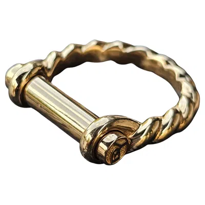 Pre-owned David Yurman Barrel Maritime Ring 18k Yellow Gold Cable Bar 13.8g ~sz 10.5