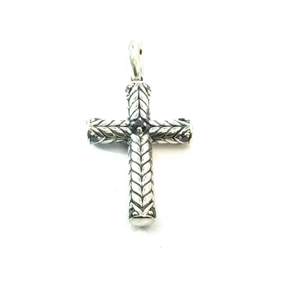 Pre-owned David Yurman Black Diamond Cross Pendant Sterling Silver Estate