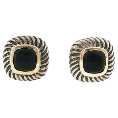 Pre-owned David Yurman Black Onyx 14k Yellow Gold/ss Gents Cable Classic Cufflinks