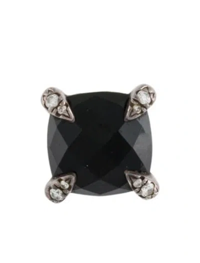 Pre-owned David Yurman Black Onyx & Diamonds Chatelaine® Single Stud Earrings In Multi