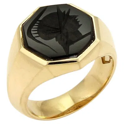 Pre-owned David Yurman Black Onyx Intaglio Octagon 18k Yellow Gold Ring Size 8