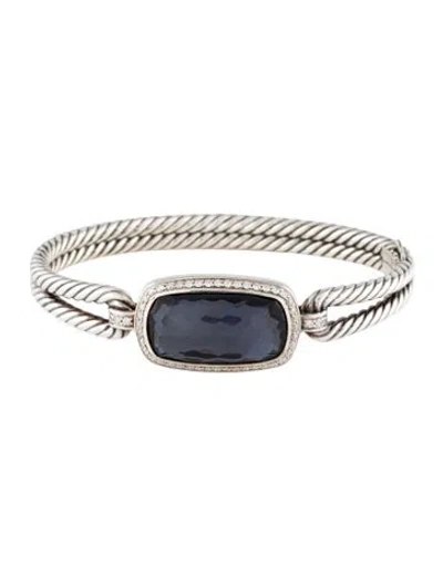 Pre-owned David Yurman Black Orchid & Diamond Albion Bangle Bracelet, 6.25" In Multicolor
