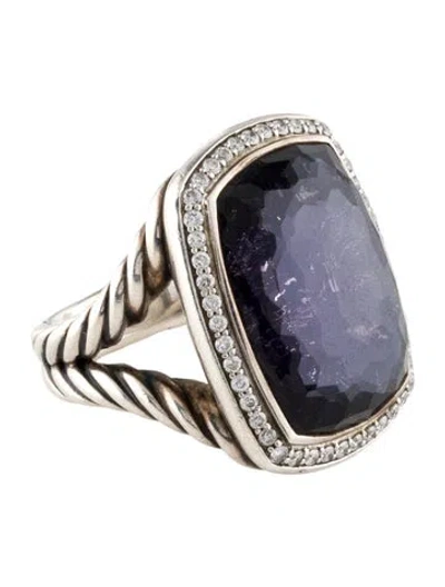 Pre-owned David Yurman Black Orchid & Diamond Albion Ring In Multi