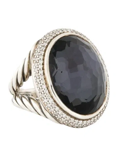 Pre-owned David Yurman Black Orchid & Diamond Cable Ring In Multi