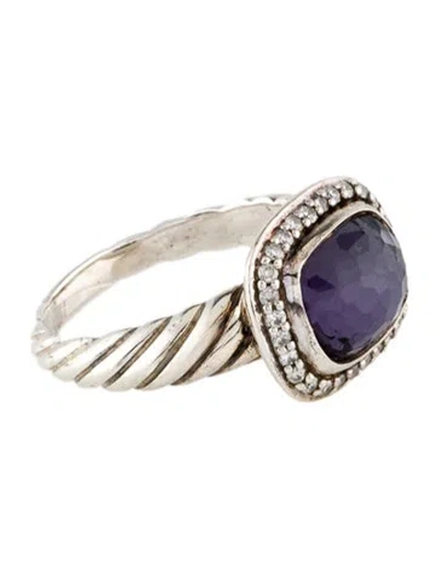 Pre-owned David Yurman Black Orchid & Diamond Noblesse Cocktail Ring In Multi