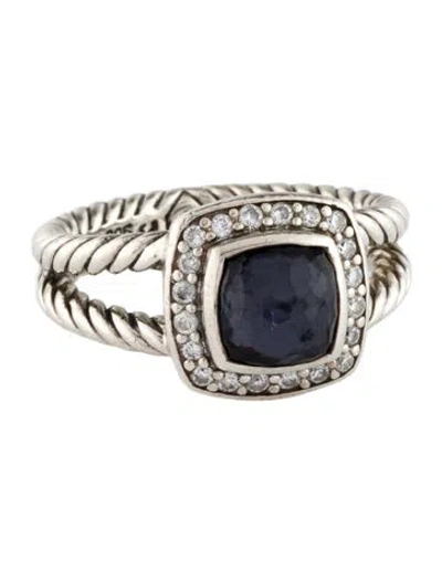 Pre-owned David Yurman Black Orchid & Diamond Petite Albion Ring In Multi