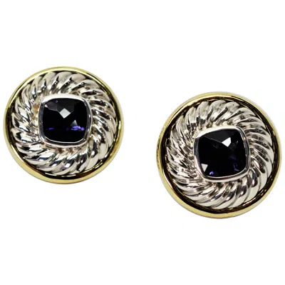 Pre-owned David Yurman Black Orchid Sterling Silver 14 Karat Yellow Gold Earrings