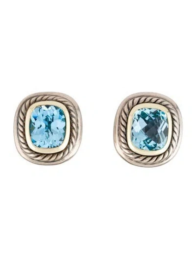 Pre-owned David Yurman Blue Topaz Albion Earrings In Multi