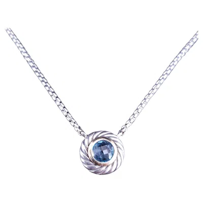 Pre-owned David Yurman Blue Topaz Color Classic Necklace 16"