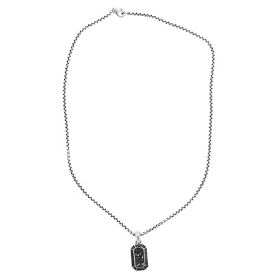 David Yurman Box Chain Necklace With Streamline Pavé Amulet Black Diamonds In Silver Metal