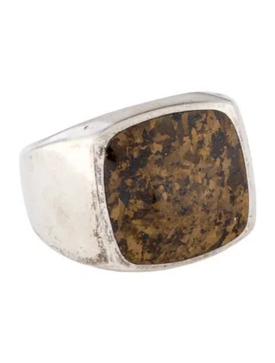 Pre-owned David Yurman Bronzite Exotic Signet Ring In Multi
