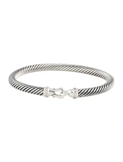 Pre-owned David Yurman Buckle Classic Cable Bracelet, 6.75" In Multi