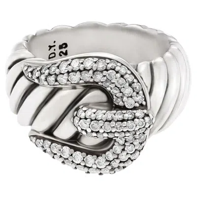 Pre-owned David Yurman Buckle Ring In Sterling Silver With Diamonds In Multi