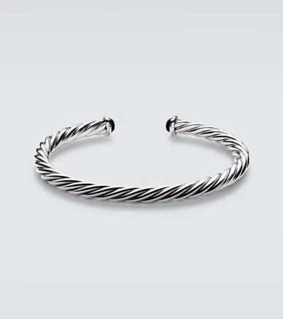 David Yurman Cable 14kt Gold And Sterling Silver Cuff Bracelet With Onyx In Metallic