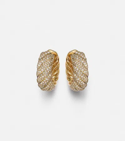 David Yurman Cable 18kt Gold Hoop Earrings With Diamonds