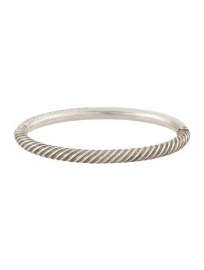 Pre-owned David Yurman Cable & Smooth Hinged Bangle Bracelet, 6.5" In Multi