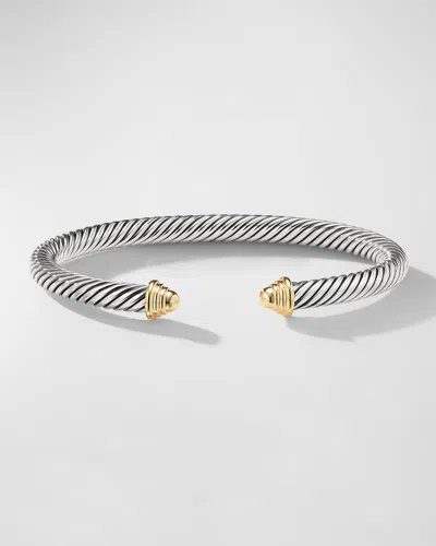 David Yurman Cable Bracelet In Silver With 14k Gold, 5mm In Two Tone