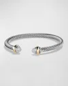 David Yurman Cable Bracelet With Diamonds And 14k Gold In Silver, 5mm In Pave Diamonds