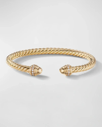 David Yurman Cable Bracelet With Diamonds In 18k Gold, 5mm In Gold Dome