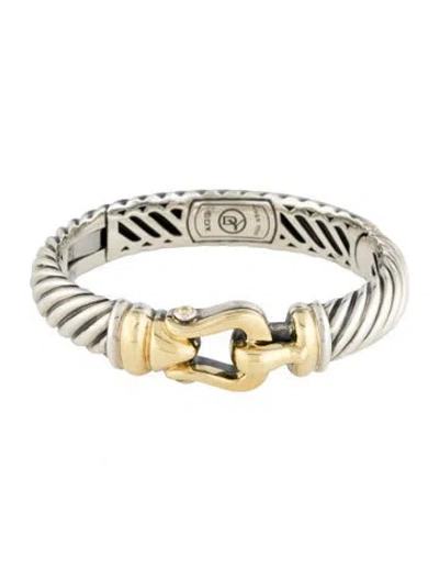 Pre-owned David Yurman Cable Buckle Bangle Bracelet, 6.5" In Multi