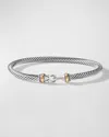 David Yurman Cable Buckle Bracelet With 18k Gold In Silver, 4mm In Silver/gold