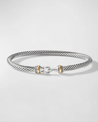 David Yurman Cable Buckle Bracelet With 18k Gold In Silver, 4mm In Silver/gold