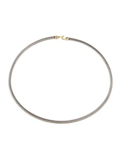 Pre-owned David Yurman Cable Buckle Collar Necklace, 16" In Multi