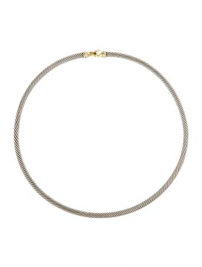 Pre-owned David Yurman Cable Buckle Collar Necklace, 16" In Multicolor