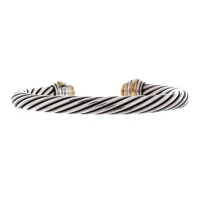 David Yurman Cable Classic Bracelet Sterling Silver With 14k Yellow Gold 7mm In Gray