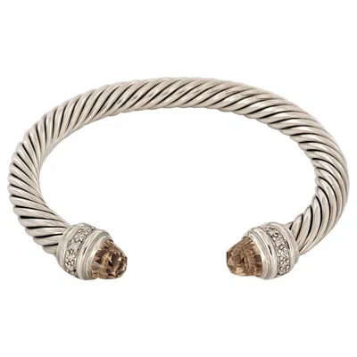 Pre-owned David Yurman Cable Classic Collection Bracelet With Morganite And Diamonds, 7mm In Multi