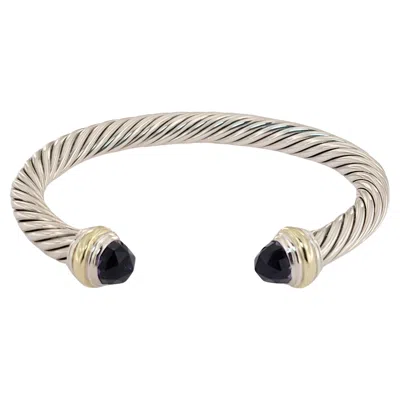 Pre-owned David Yurman Cable Classics Bracelet With Amethyst & 14k Yellow Gold