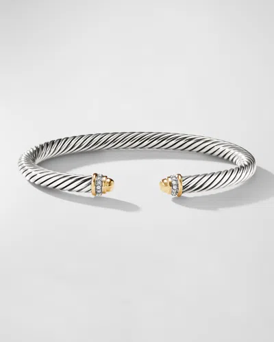 David Yurman Cable Classics Bracelet With Gold Domes And Diamonds In Yellow/white