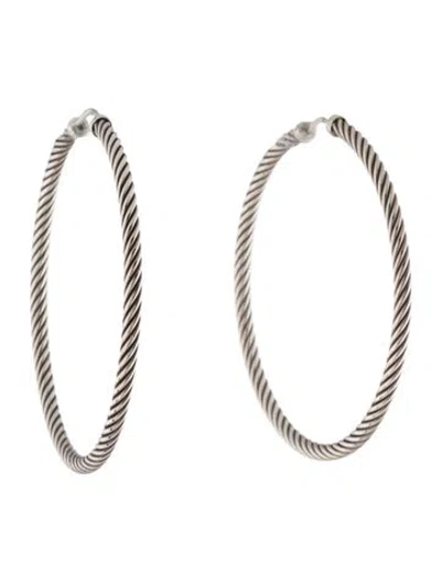 Pre-owned David Yurman Cable Classics Extra-large Hoop Earrings In Multicolor