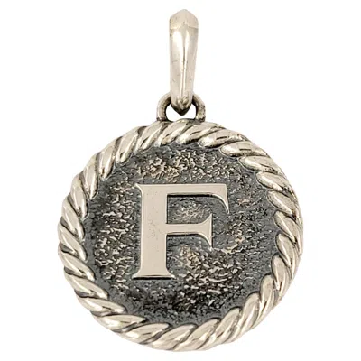 Pre-owned David Yurman Cable Collectibles F Initial Charm Pendant Enhancer Sterling Silver In Multi