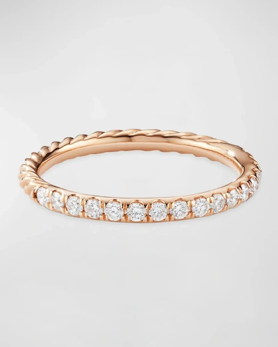 David Yurman Cable Collectibles Pave Diamond Band Ring In 18k Rose Gold In 40 White