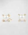 DAVID YURMAN CABLE COLLECTIBLES STUD EARRINGS WITH DIAMONDS AND PEARL IN 18K GOLD, 7MM