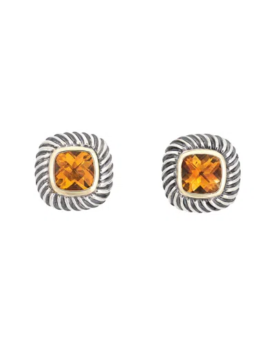 David Yurman Cable Collection 14k & Silver Citrine Earrings (authentic Pre-  Owned) In Metallic