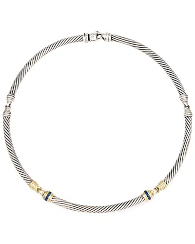 David Yurman Cable Collection Silver & 14k Sapphire Necklace (authentic )