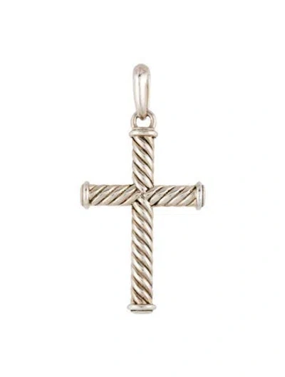 Pre-owned David Yurman Cable Cross Pendant, 1.75" In Multicolor