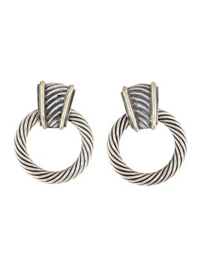 Pre-owned David Yurman Cable Door Knocker Drop Earrings In Multi
