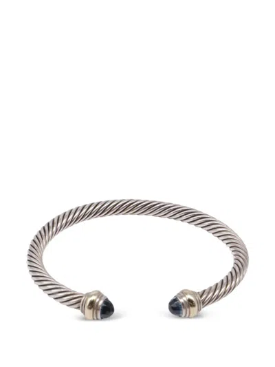 Pre-owned David Yurman Cable Flex Blue Onyx Bracelet In Silver